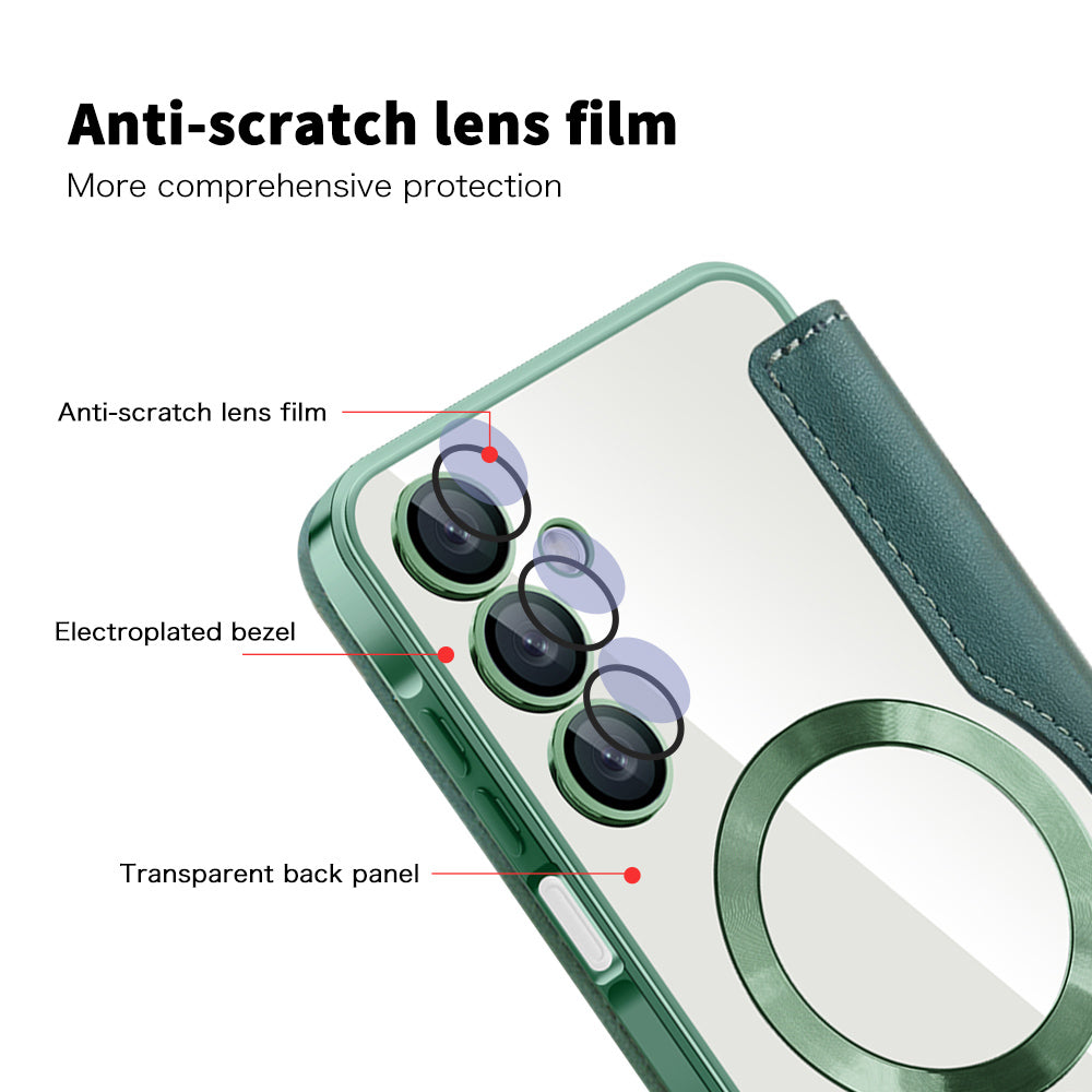 Custodia MagSafe per Samsung Galaxy A16 5G A166 / A16 4G A165, Techsuit, SmartMag Book, Verde