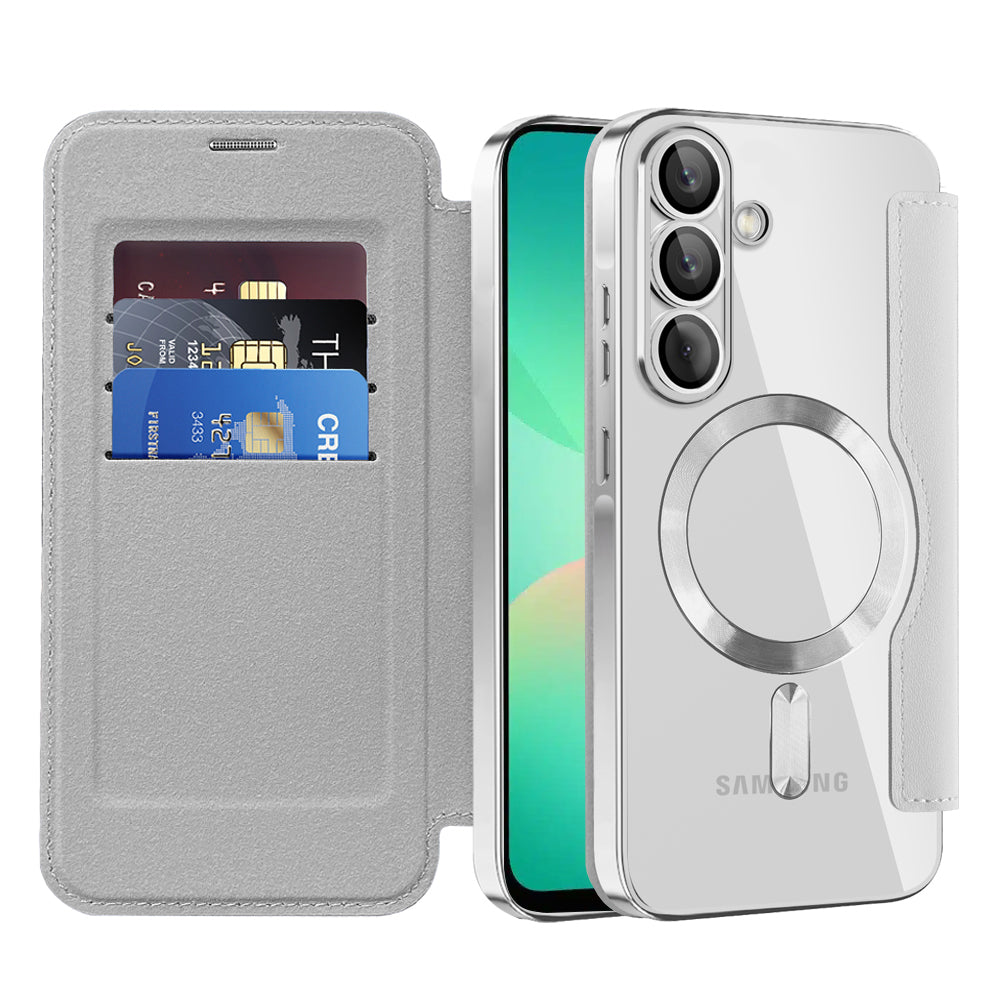 Custodia MagSafe per Samsung Galaxy A26 A266, Techsuit, SmartMag Book, Grigio
