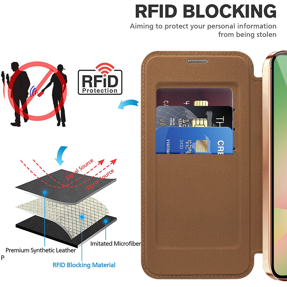 Coque MagSafe pour Samsung Galaxy A26 A266, Techsuit, SmartMag Book, Marron