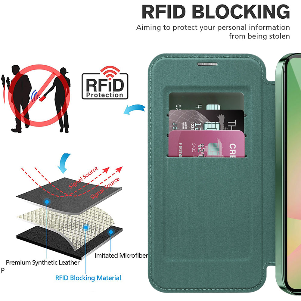 Coque MagSafe pour Samsung Galaxy A26 A266, Techsuit, SmartMag Book, Vert
