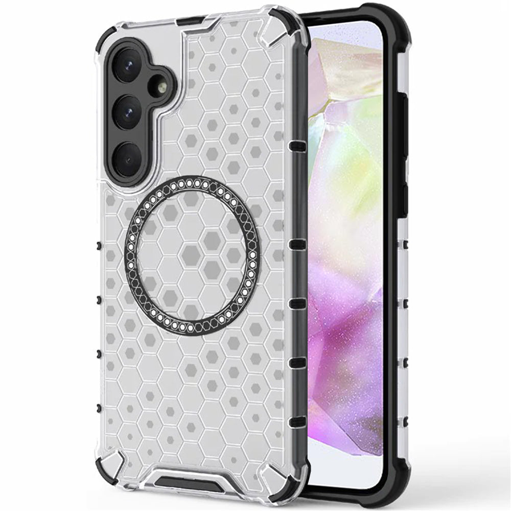 Custodia MagSafe per Samsung Galaxy A35 5G A356, Techsuit, HoneyComb Shield, Bianca