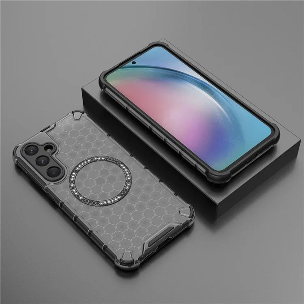 Coque MagSafe pour Samsung Galaxy A35 5G A356, Techsuit, HoneyComb Shield, Noire