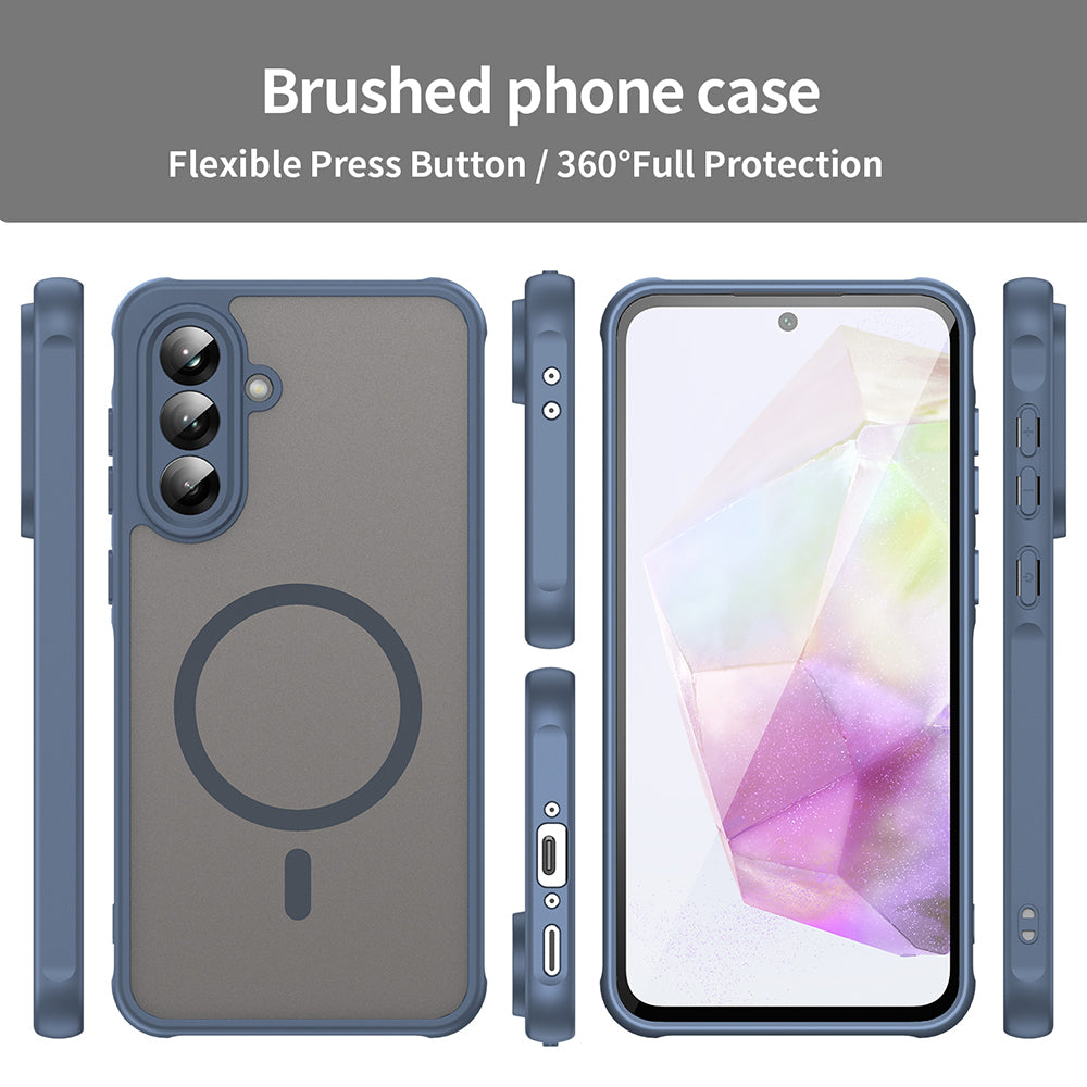 Custodia MagSafe per Samsung Galaxy A36 A366, Techsuit, HaloFrost II, Blu Navy