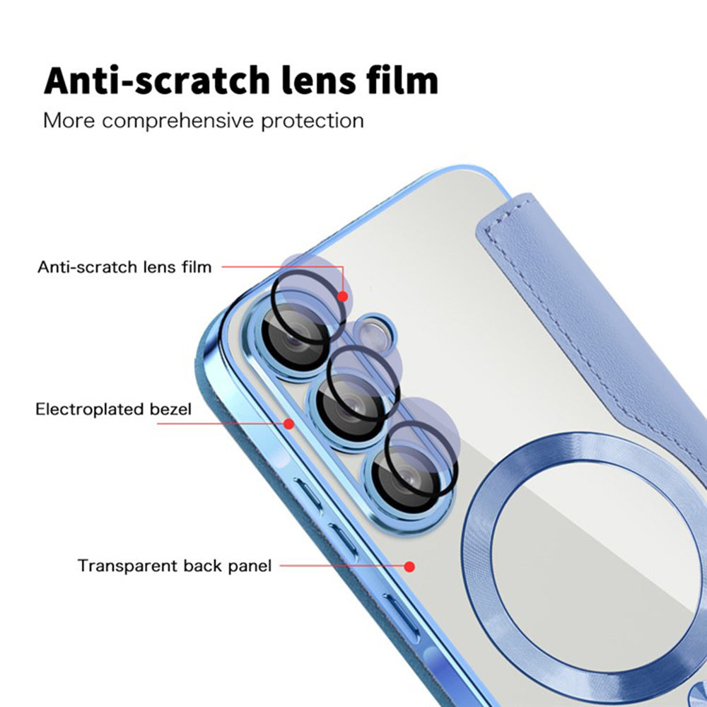 Coque MagSafe pour Samsung Galaxy A36 A366, Techsuit, SmartMag Book, Bleu