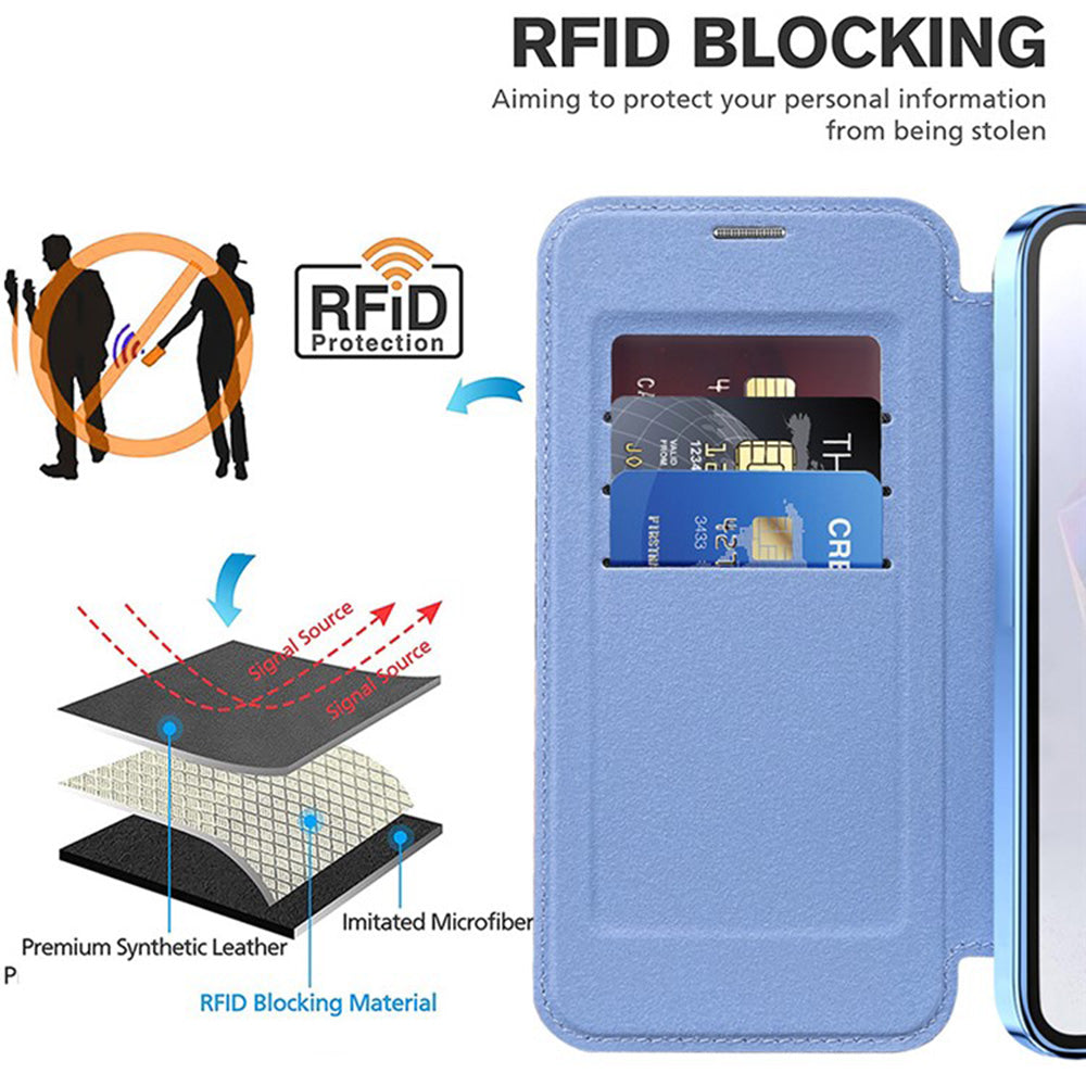 Coque MagSafe pour Samsung Galaxy A36 A366, Techsuit, SmartMag Book, Bleu