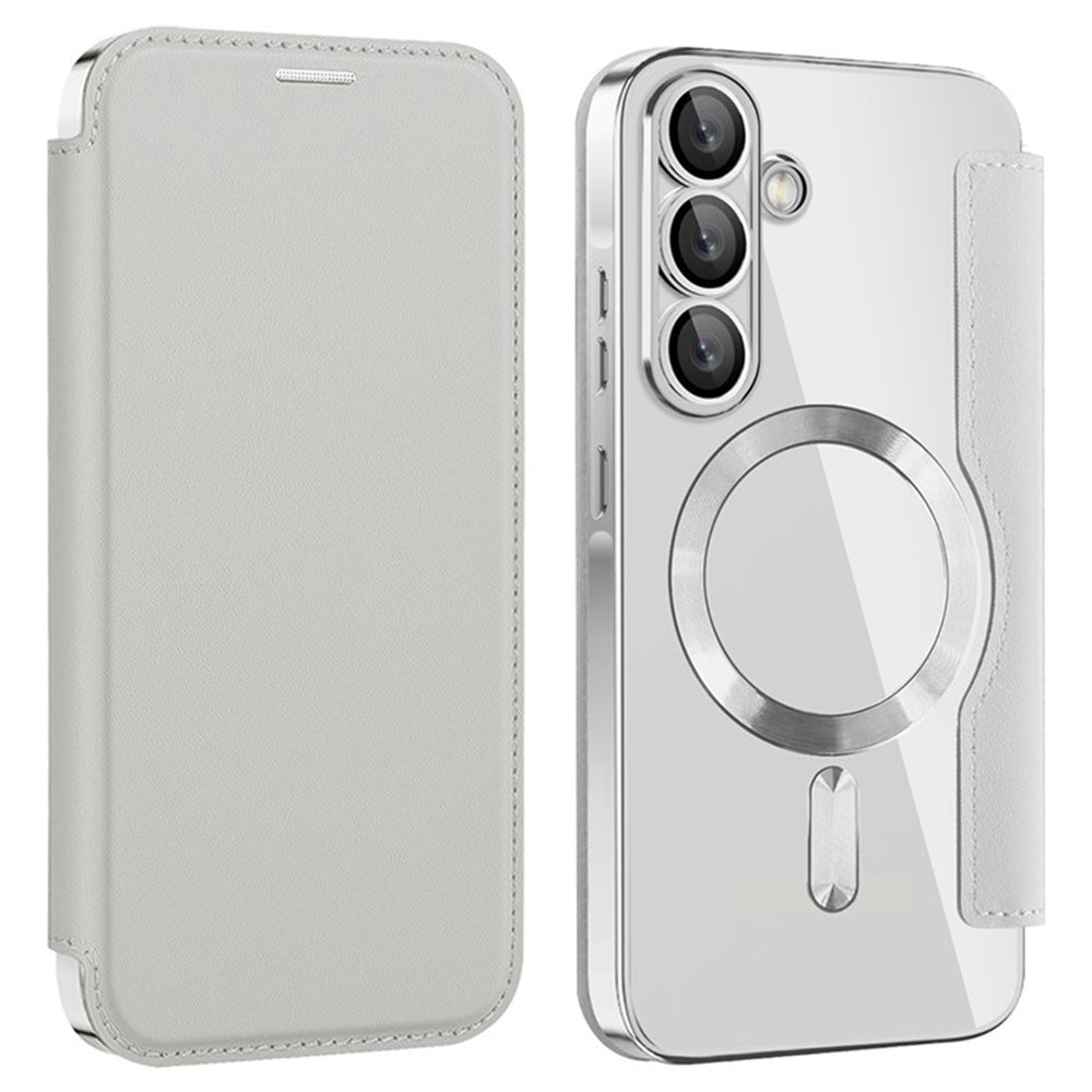 Coque MagSafe pour Samsung Galaxy A36 A366, Techsuit, SmartMag Book, Gris