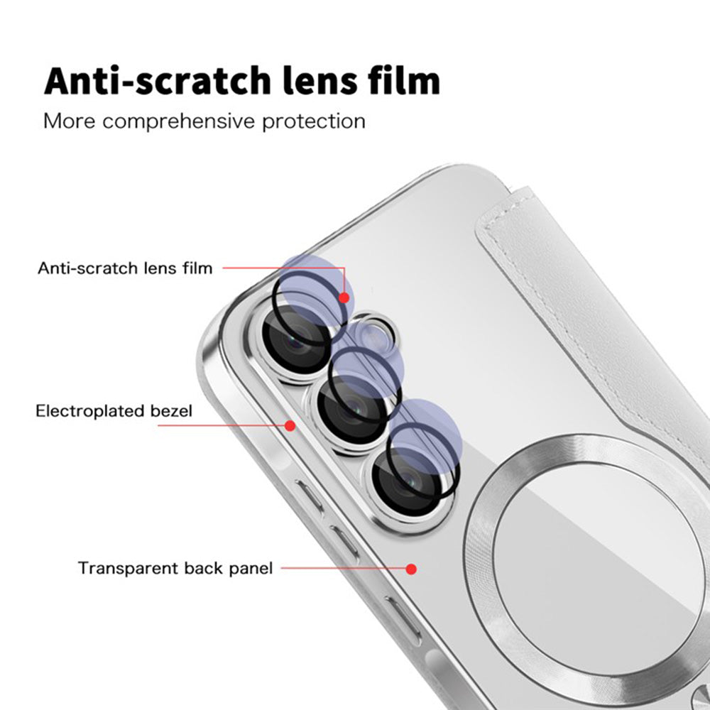 Coque MagSafe pour Samsung Galaxy A36 A366, Techsuit, SmartMag Book, Gris