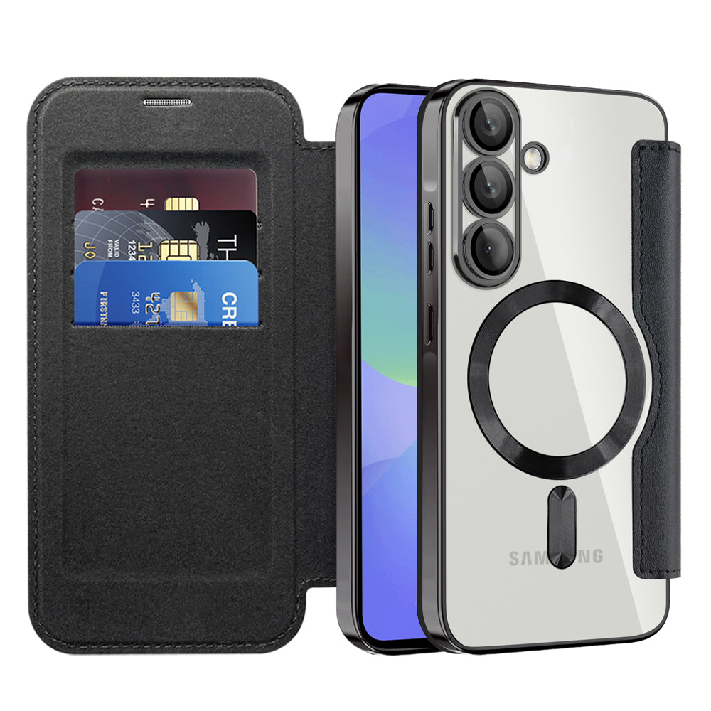 Custodia MagSafe per Samsung Galaxy A36 A366, Techsuit, SmartMag Book, Nera