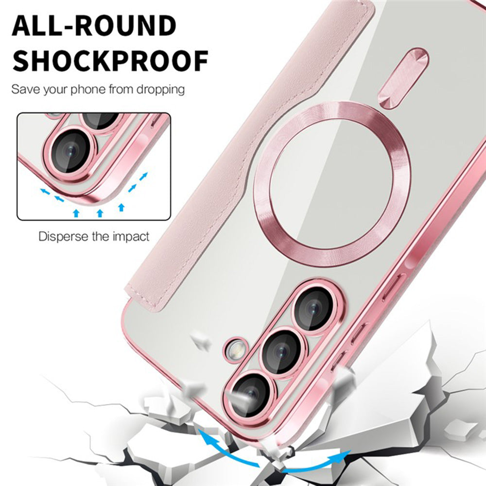 Coque MagSafe pour Samsung Galaxy A36 A366, Techsuit, SmartMag Book, Rose