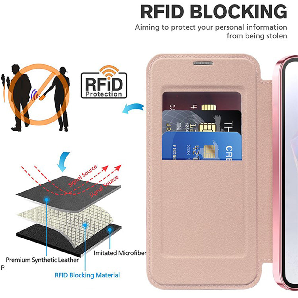 Coque MagSafe pour Samsung Galaxy A36 A366, Techsuit, SmartMag Book, Rose