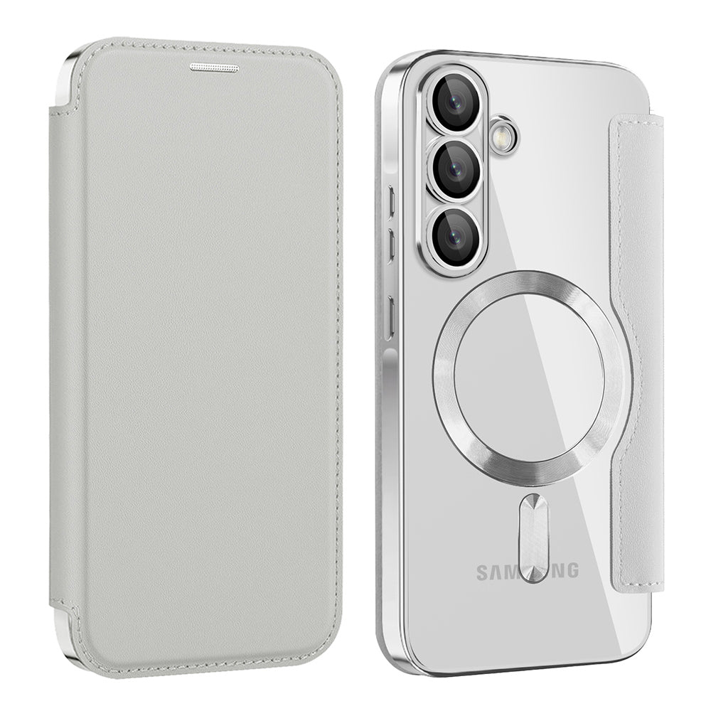 Étui MagSafe pour Samsung Galaxy A37 5G, Techsuit, SmartMag Book, Gris