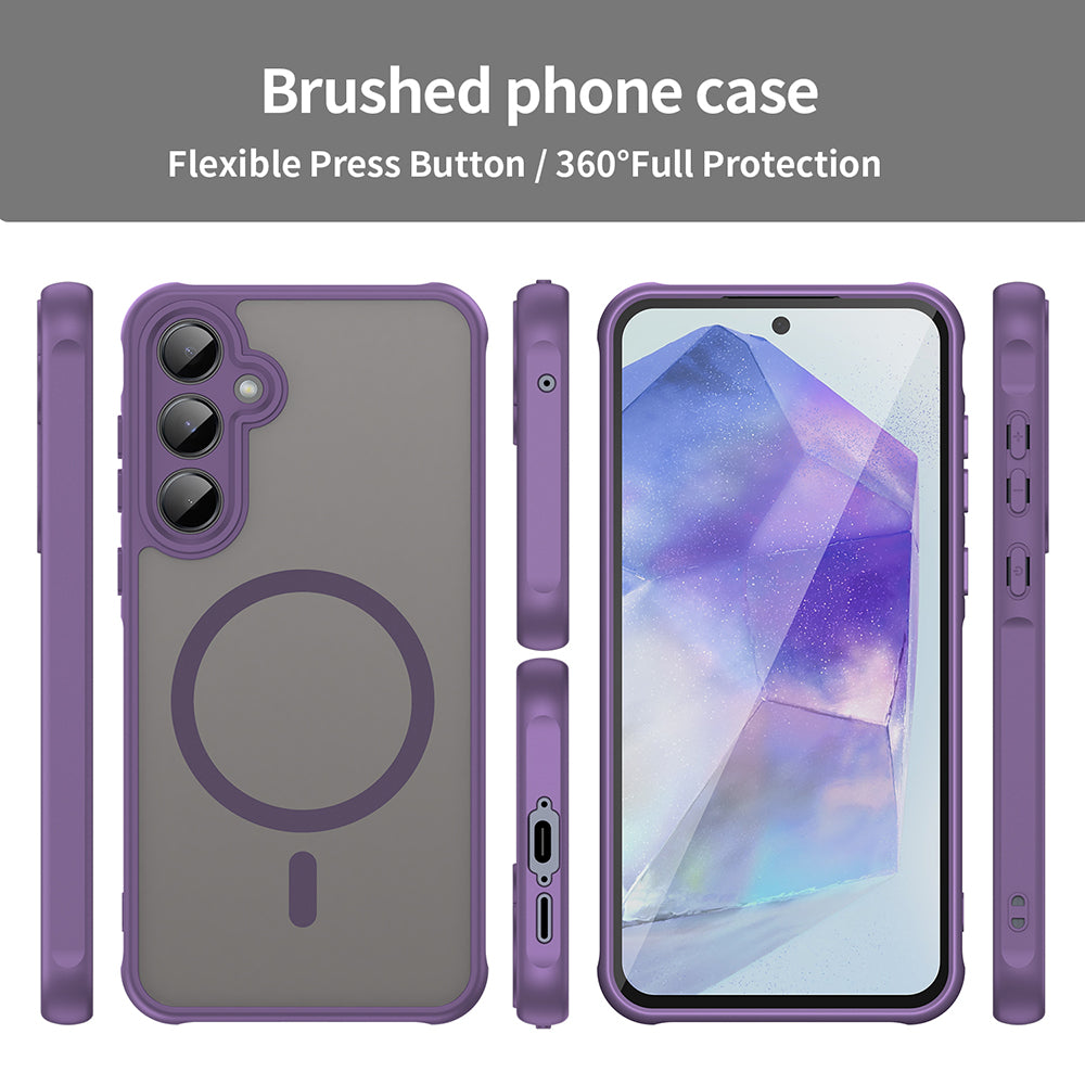 Coque MagSafe pour Samsung Galaxy A55 5G A556, Techsuit, HaloFrost II, Violet