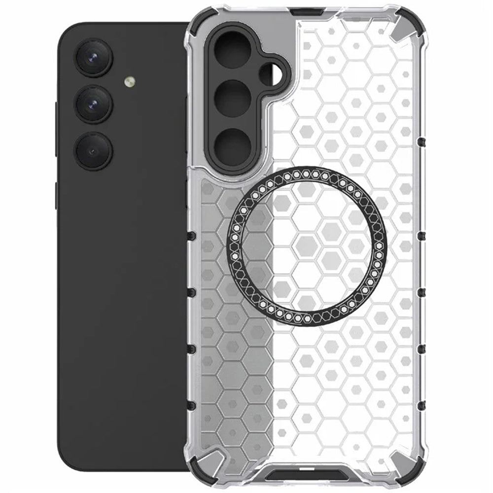 Custodia MagSafe per Samsung Galaxy A55 5G A556, Techsuit, HoneyComb Shield, Bianca