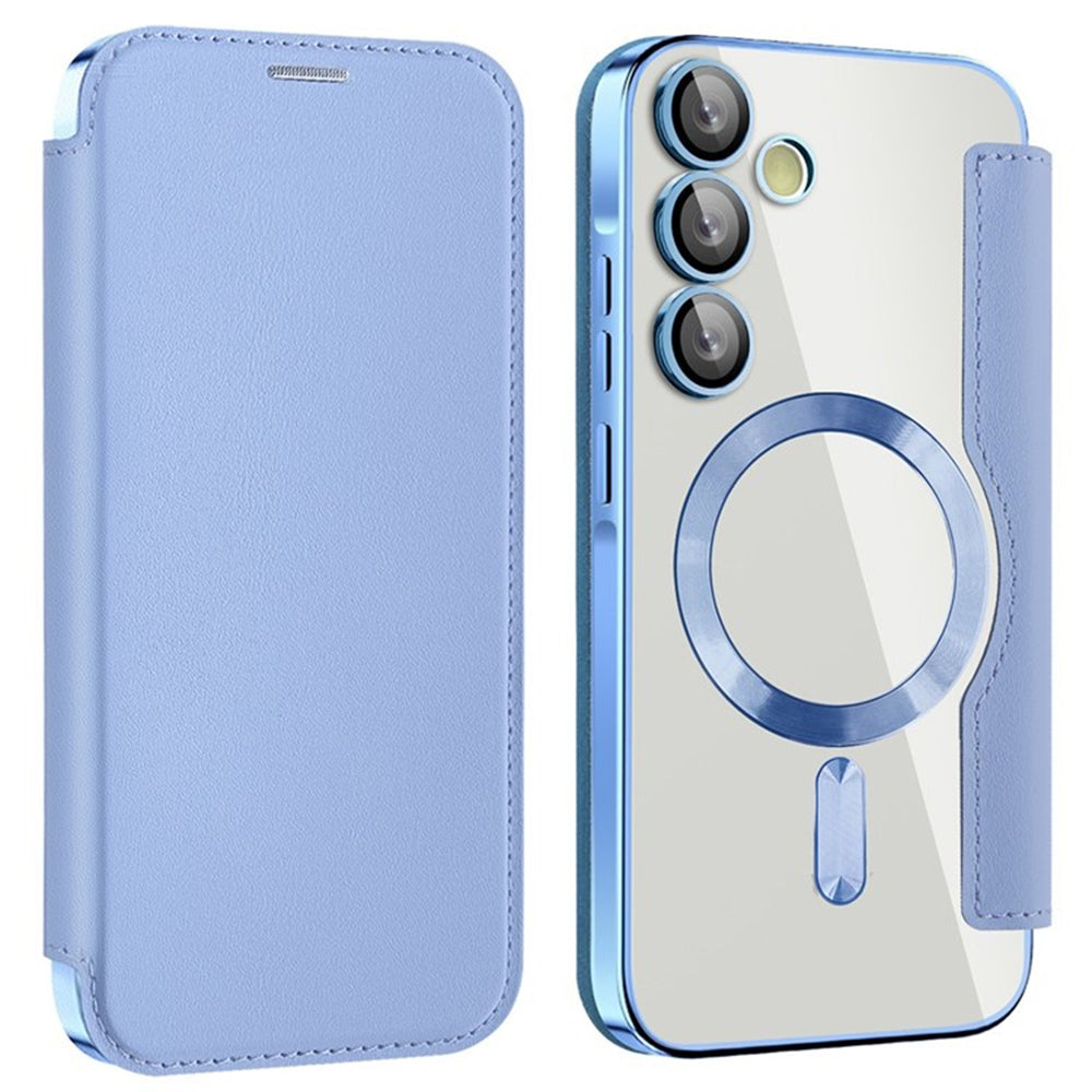 Custodia MagSafe per Samsung Galaxy A55 5G A556, Techsuit, SmartMag Book, Blu