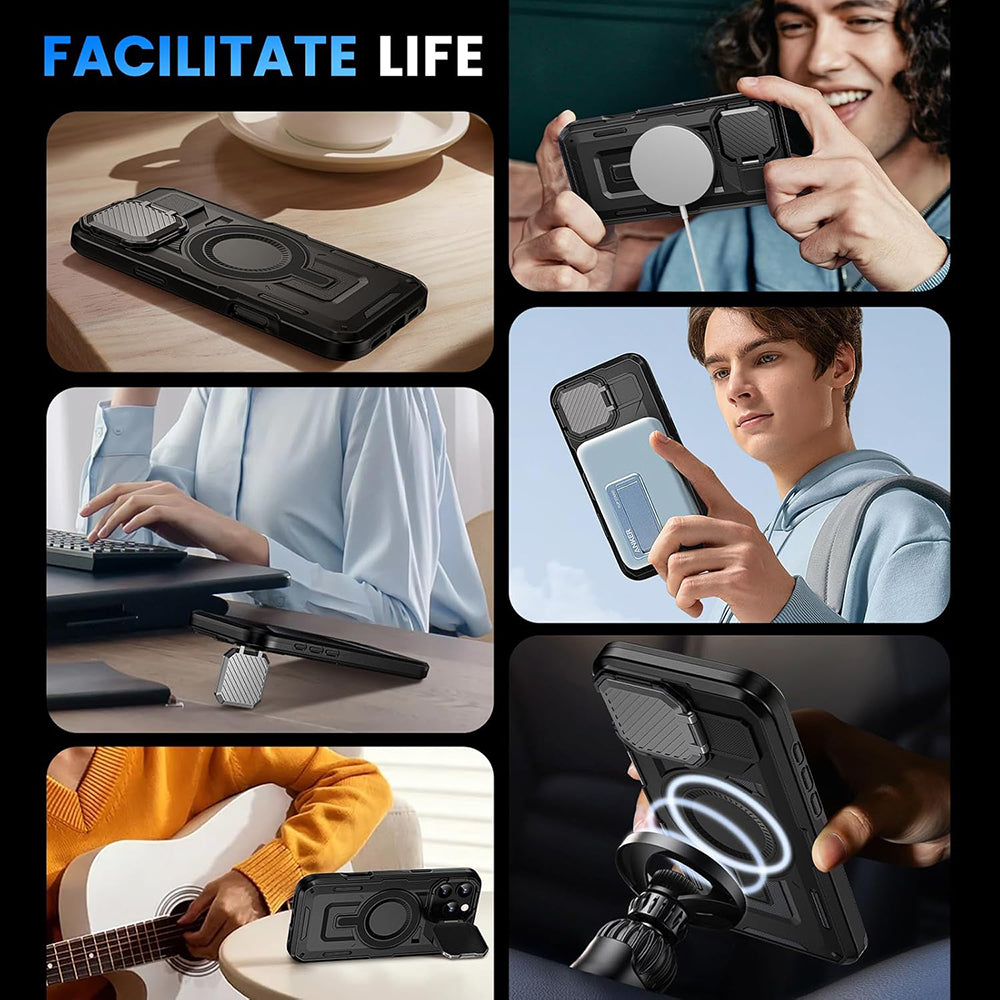 Coque MagSafe pour Samsung Galaxy A56 A566, Techsuit, CamVault, Noire