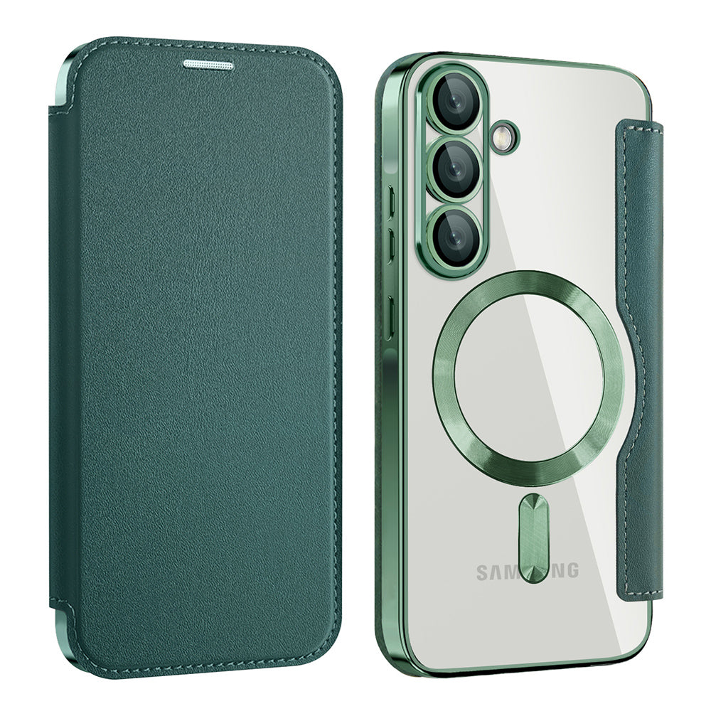 Custodia MagSafe per Samsung Galaxy A56 A566, Techsuit, SmartMag Book, Verde