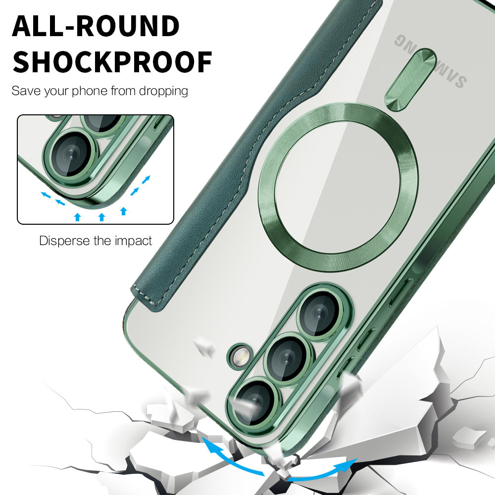 Custodia MagSafe per Samsung Galaxy A56 A566, Techsuit, SmartMag Book, Verde