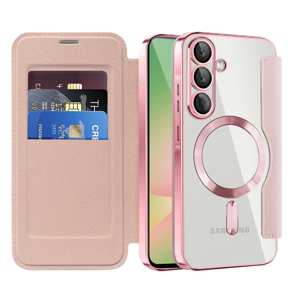 Custodia MagSafe per Samsung Galaxy A57 5G, Techsuit, SmartMag Book, Rosa