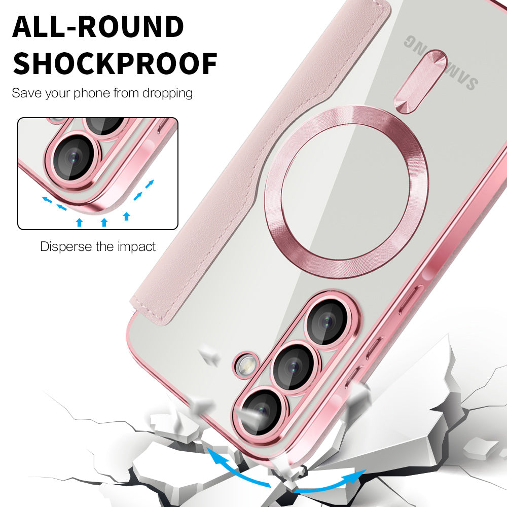 Custodia MagSafe per Samsung Galaxy A57 5G, Techsuit, SmartMag Book, Rosa