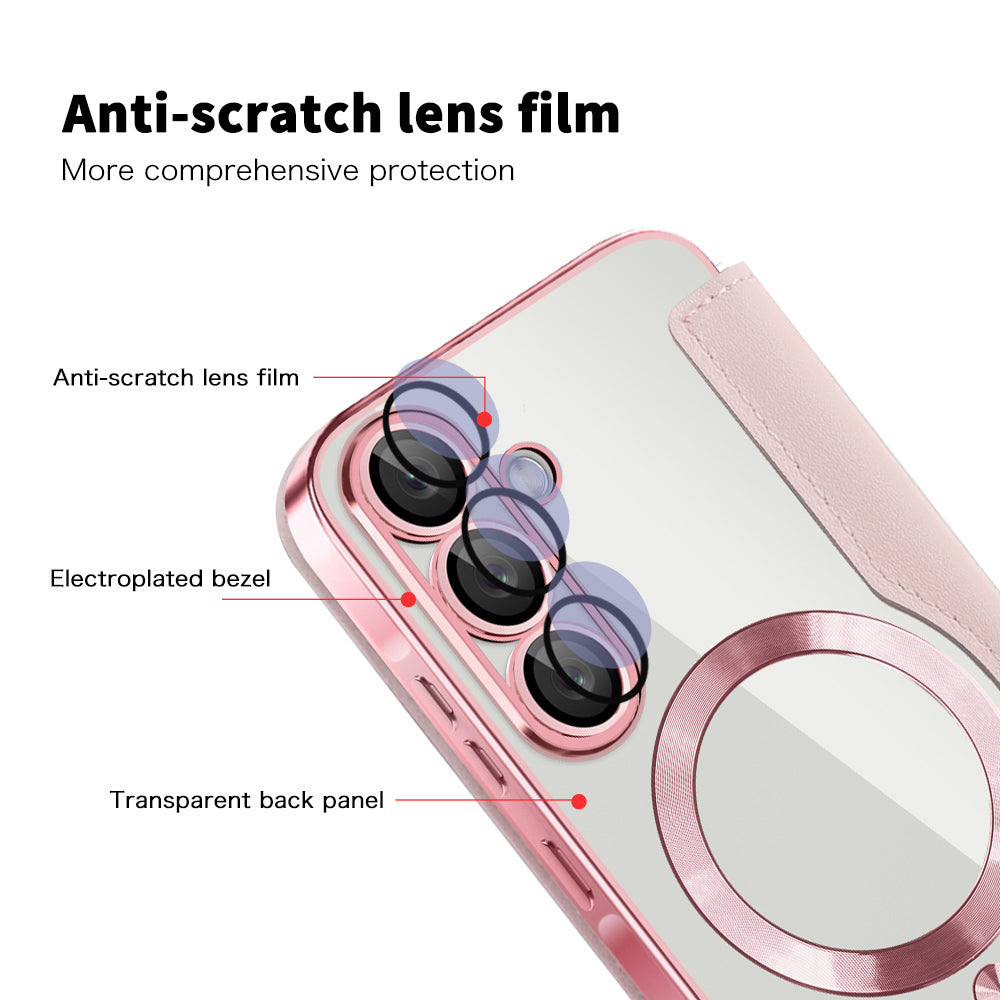 Custodia MagSafe per Samsung Galaxy A57 5G, Techsuit, SmartMag Book, Rosa