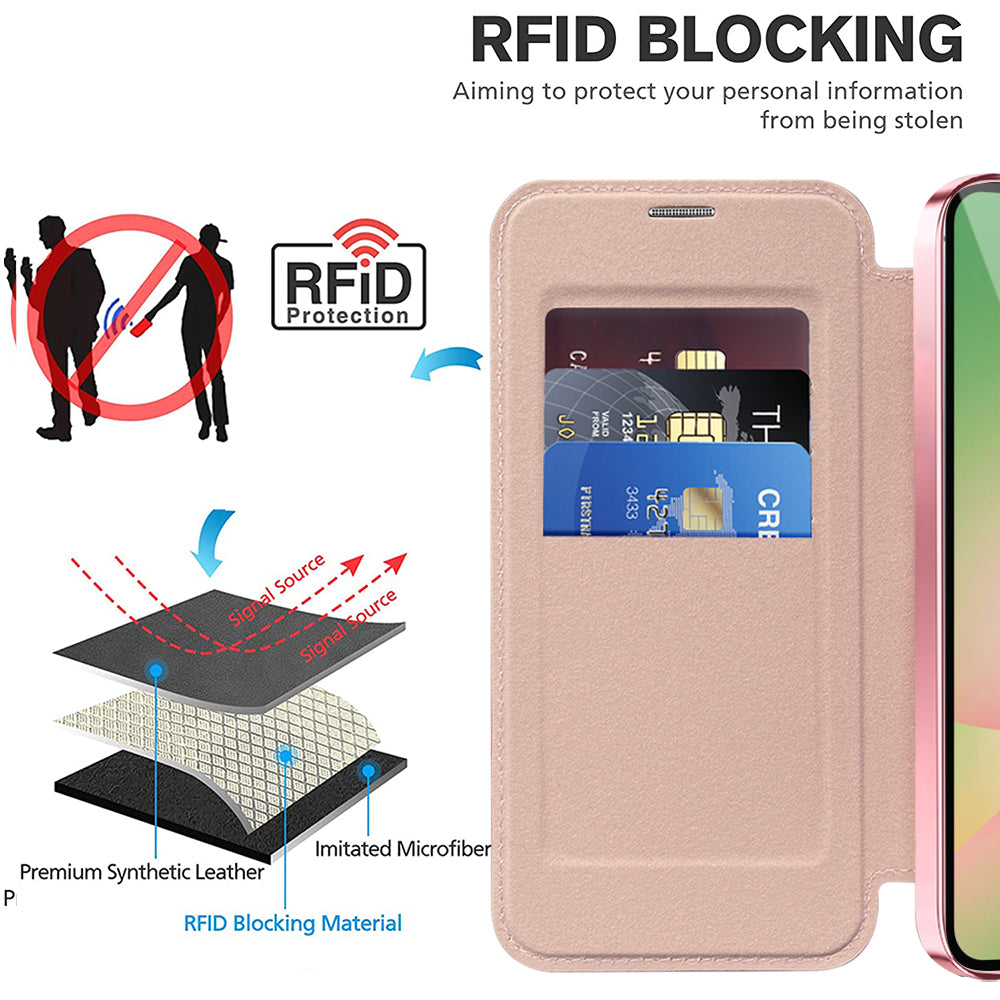 Custodia MagSafe per Samsung Galaxy A57 5G, Techsuit, SmartMag Book, Rosa
