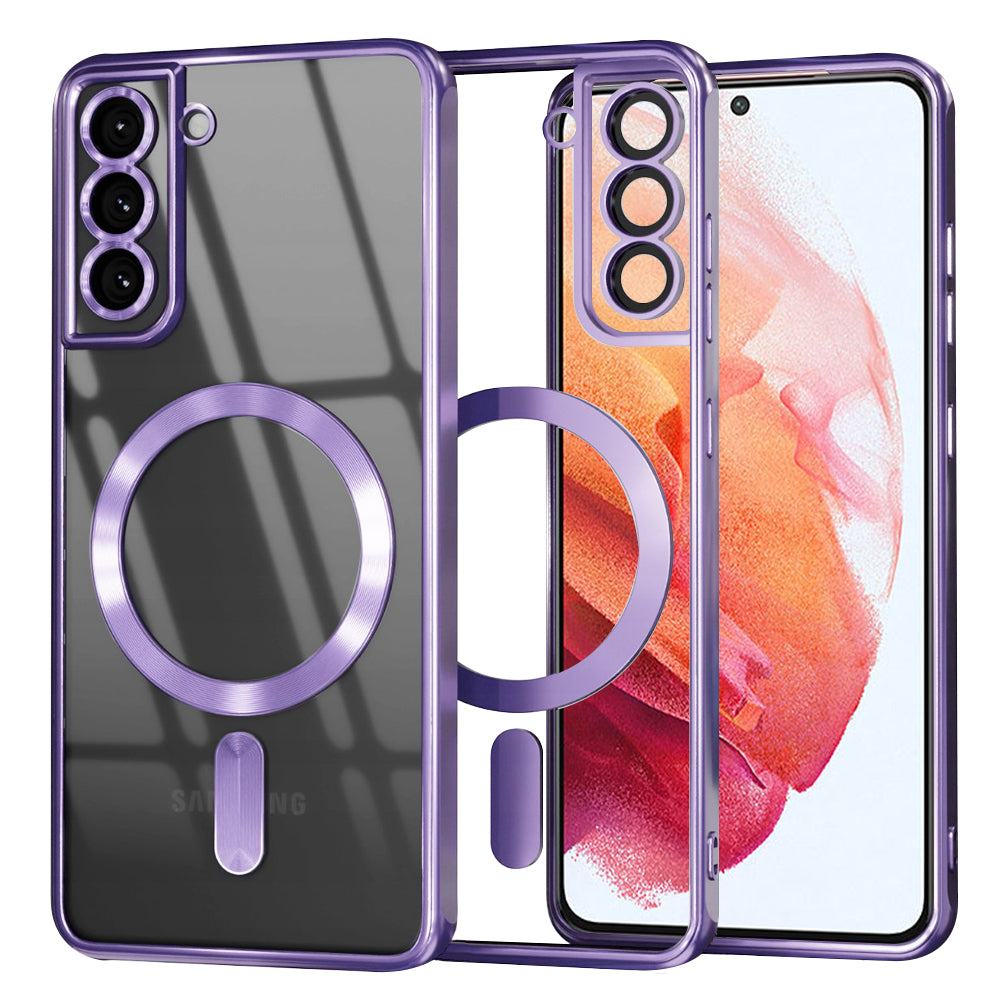 Custodia MagSafe per Samsung Galaxy S21 5G G991, Techsuit, Luxury Crystal, Viola Chiaro