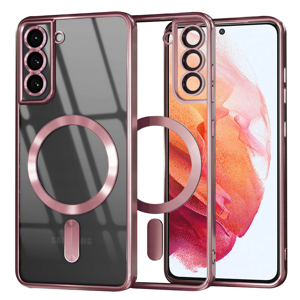 Custodia MagSafe per Samsung Galaxy S21 5G G991, Techsuit, Luxury Crystal, Rosa