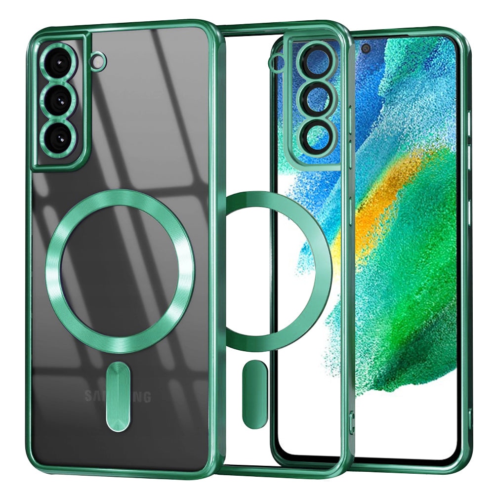Coque MagSafe pour Samsung Galaxy S21 FE 5G G990, Techsuit, Luxury Crystal, Vert Clair