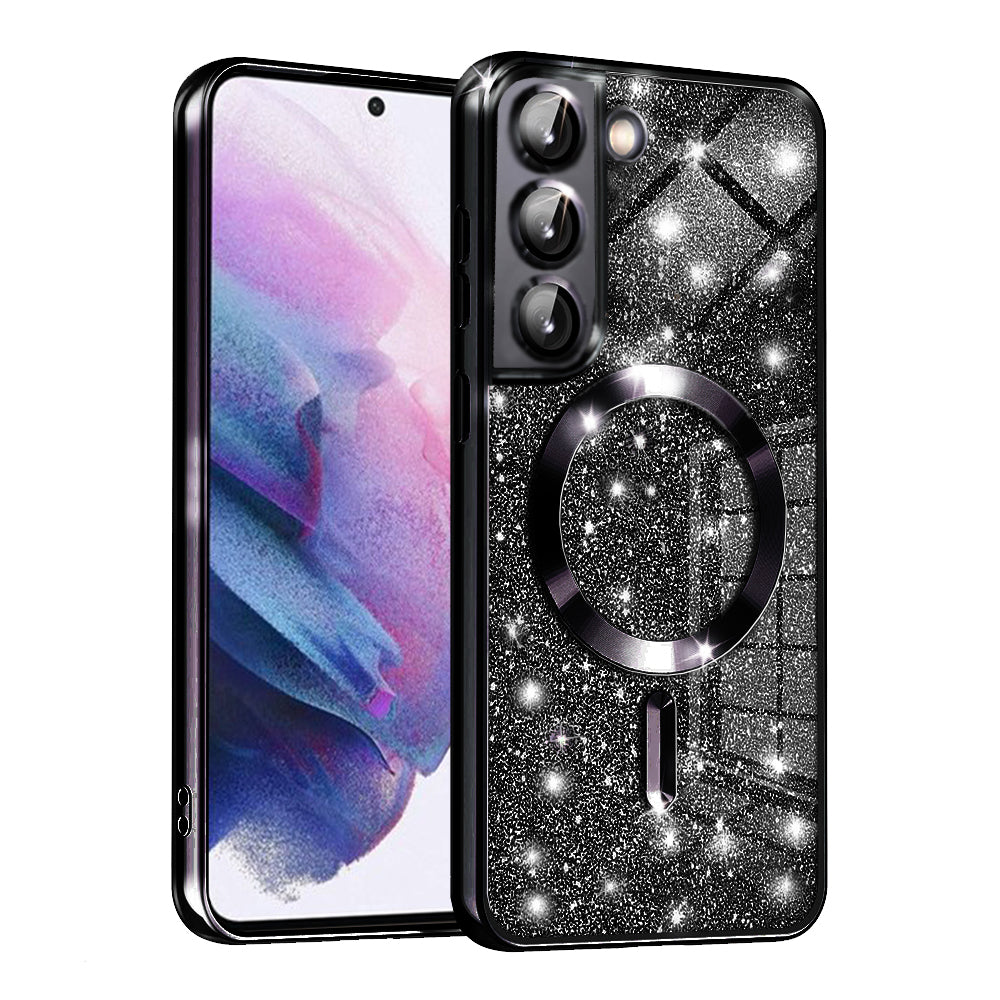 Custodia MagSafe per Samsung Galaxy S21 FE 5G G990, Techsuit, Luxury Glitter, Nera