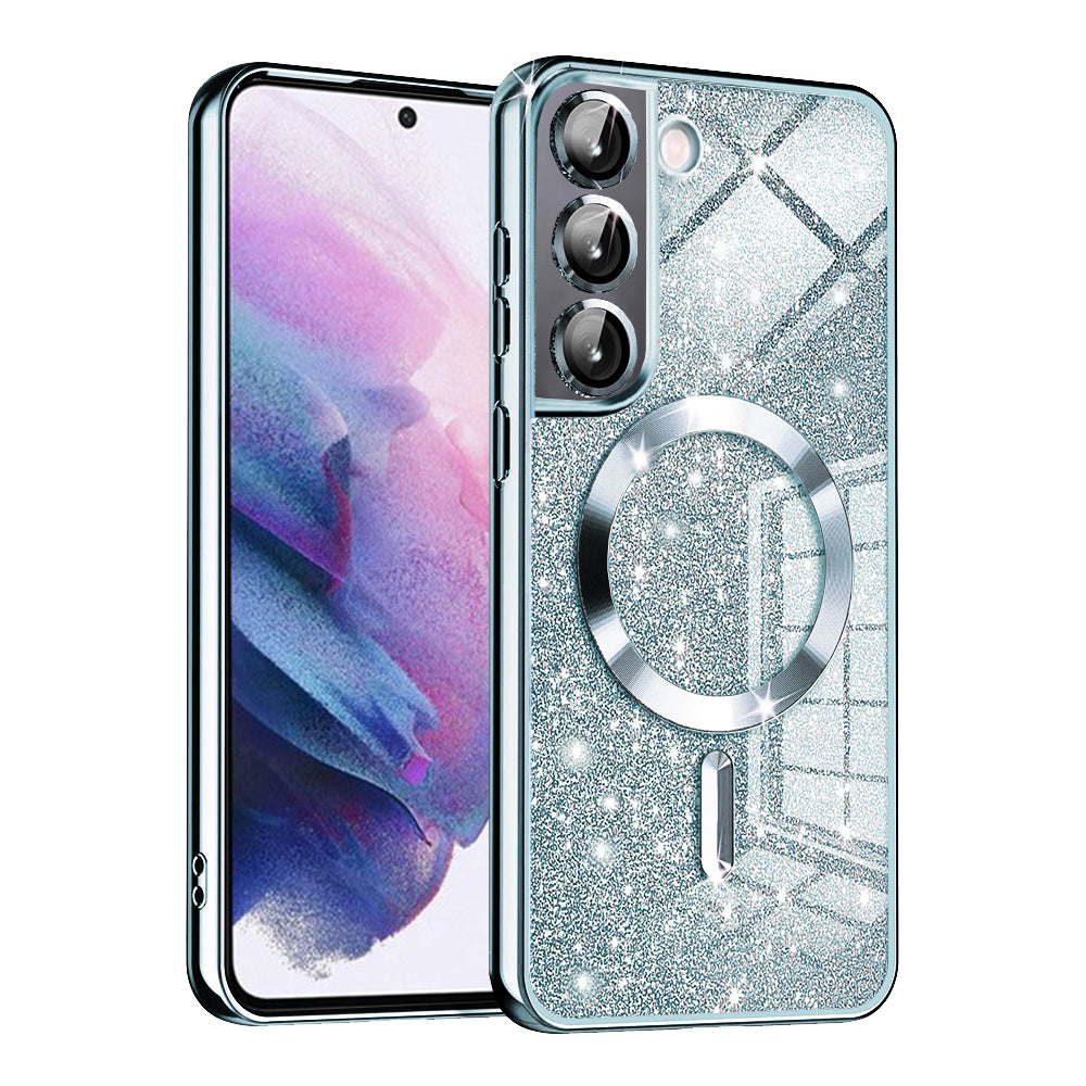 Custodia MagSafe per Samsung Galaxy S22 5G S901, Techsuit, Luxury Glitter, Blu