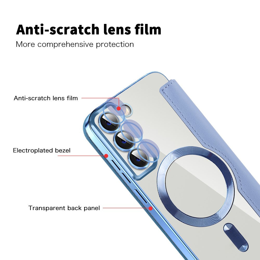 Coque MagSafe pour Samsung Galaxy S22 5G S901, Techsuit, SmartMag Book, Bleu