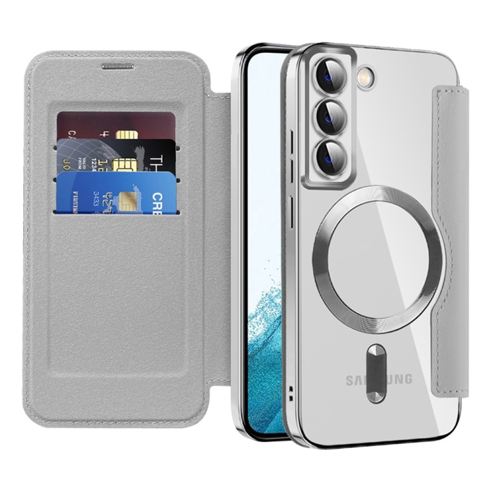Custodia MagSafe per Samsung Galaxy S22 5G S901, Techsuit, SmartMag Book, Grigio