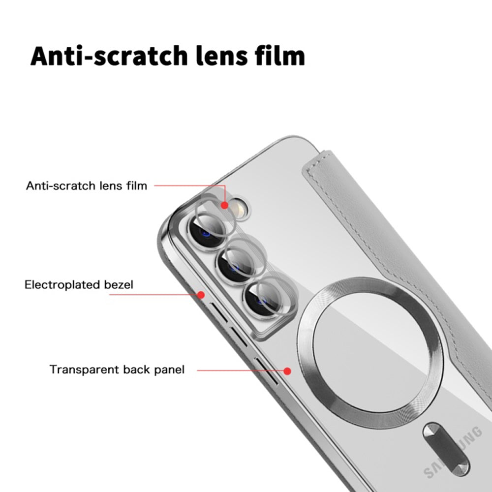 Custodia MagSafe per Samsung Galaxy S22 5G S901, Techsuit, SmartMag Book, Grigio