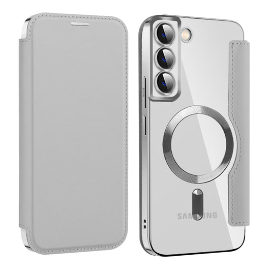 Coque MagSafe pour Samsung Galaxy S22+ 5G S906, Techsuit, SmartMag Book, Gris