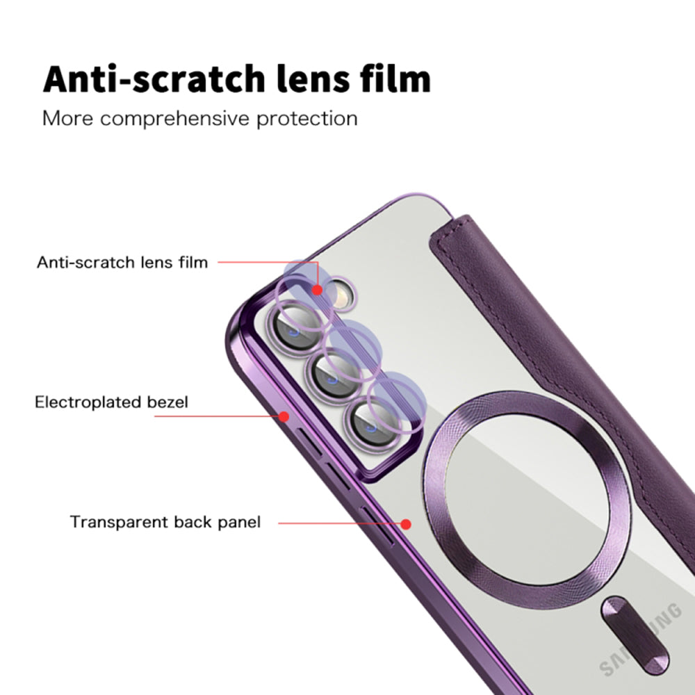 Custodia MagSafe per Samsung Galaxy S22+ 5G S906, Techsuit, SmartMag Book, Viola