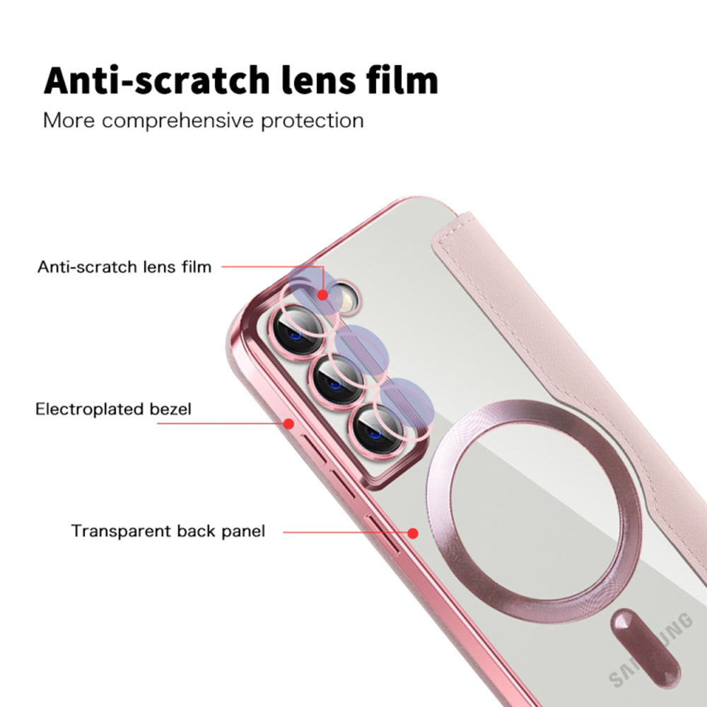 Custodia MagSafe per Samsung Galaxy S22+ 5G S906, Techsuit, SmartMag Book, Rosa