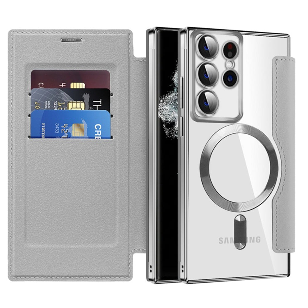 Custodia MagSafe per Samsung Galaxy S22 Ultra 5G S908, Techsuit, SmartMag Book, Grigio