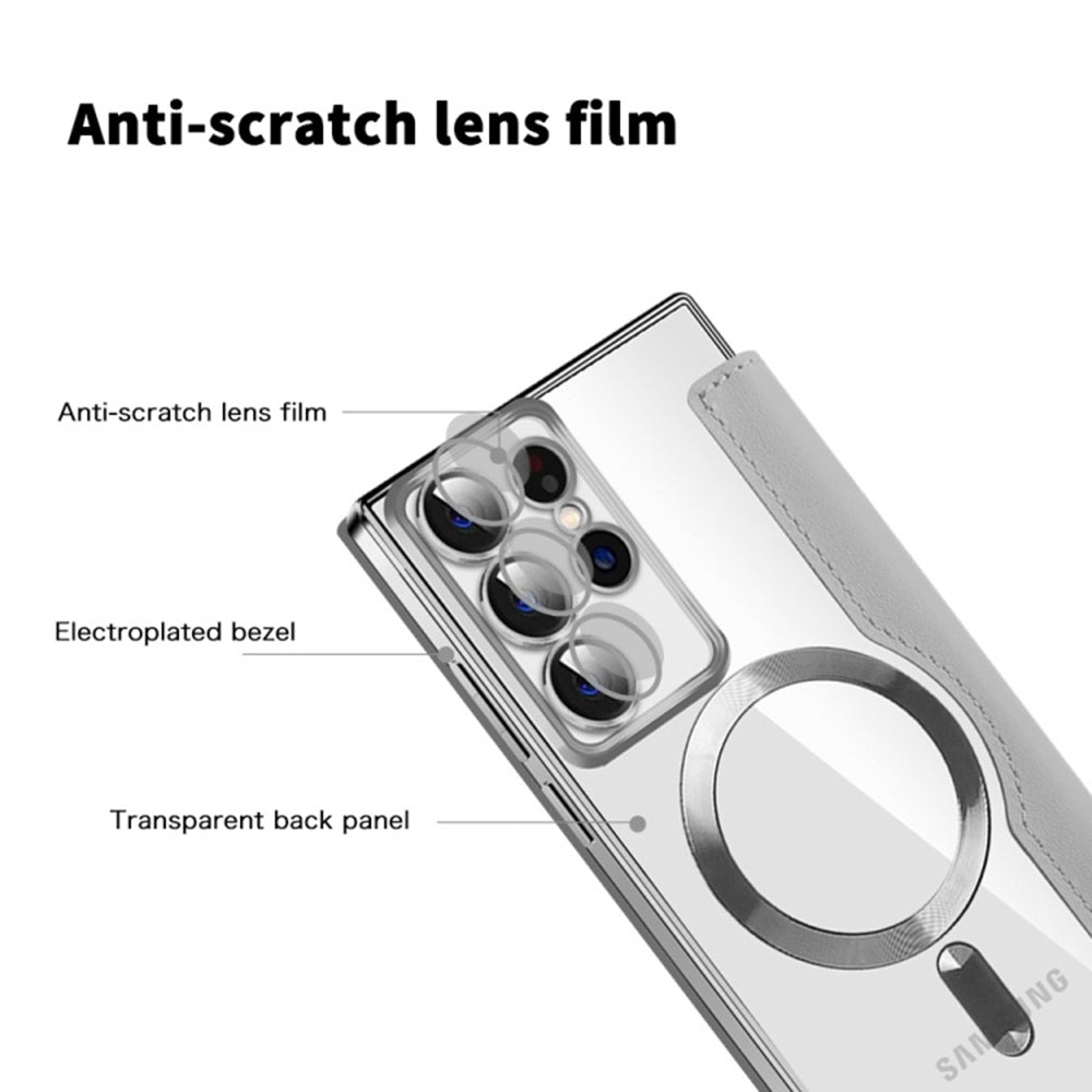 Custodia MagSafe per Samsung Galaxy S22 Ultra 5G S908, Techsuit, SmartMag Book, Grigio