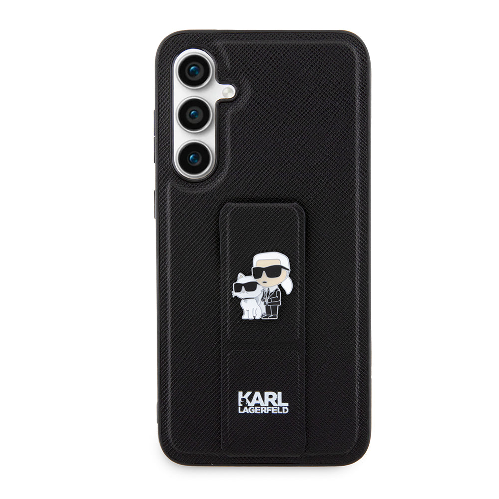 MagSafe Hülle für Samsung Galaxy S23 FE S711, Karl Lagerfeld, Saffiano Gripstand Karl & Choupette, Blau