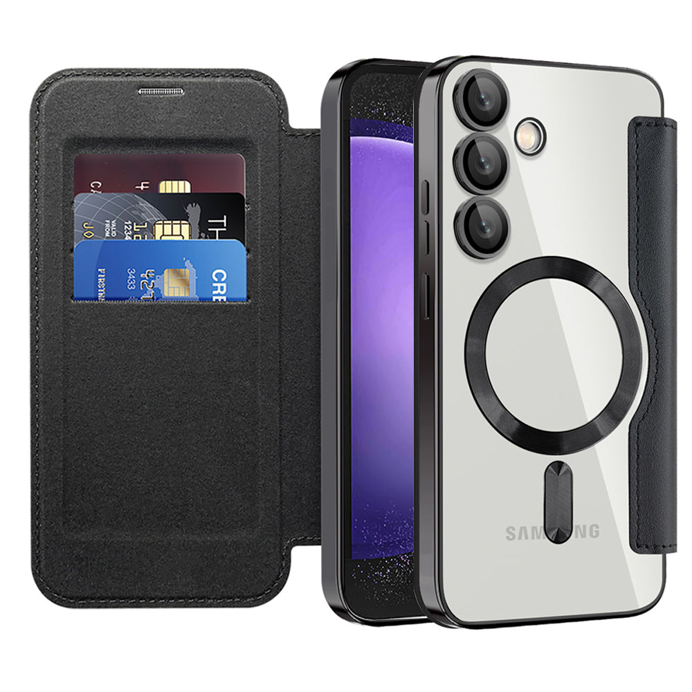 Custodia MagSafe per Samsung Galaxy S23 FE S711, Techsuit, SmartMag Book, Nera