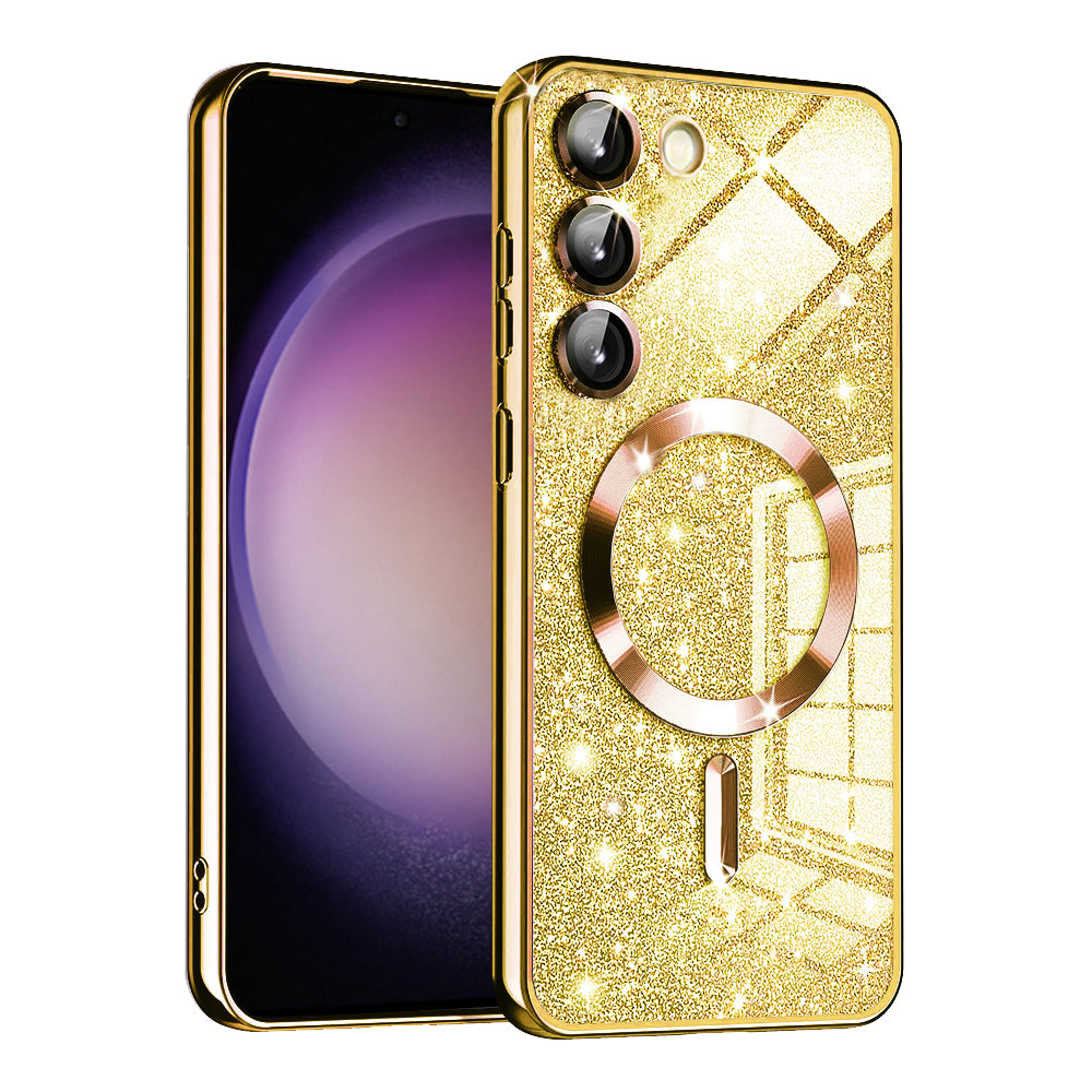 Custodia MagSafe per Samsung Galaxy S23+ S916, Techsuit, Luxury Glitter, Dorata