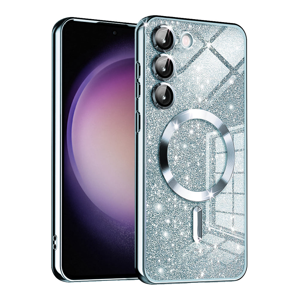 Custodia MagSafe per Samsung Galaxy S23+ S916, Techsuit, Luxury Glitter, Blu