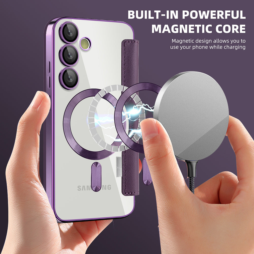 Custodia MagSafe per Samsung Galaxy S23+ S916, Techsuit, SmartMag Book, Viola