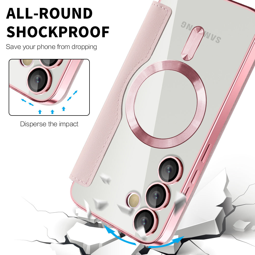 Custodia MagSafe per Samsung Galaxy S23+ S916, Techsuit, SmartMag Book, Rosa
