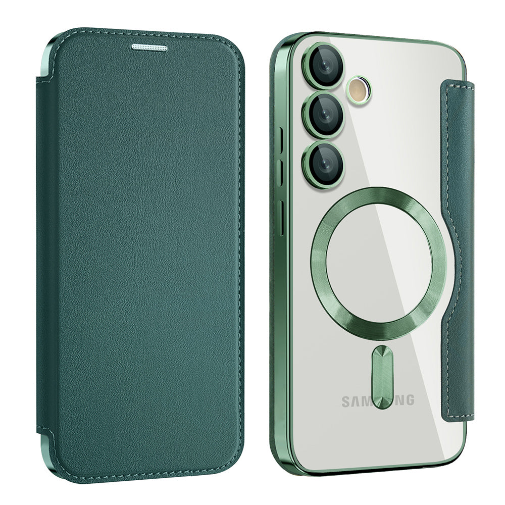 Coque MagSafe pour Samsung Galaxy S23+ S916, Techsuit, SmartMag Book, Vert