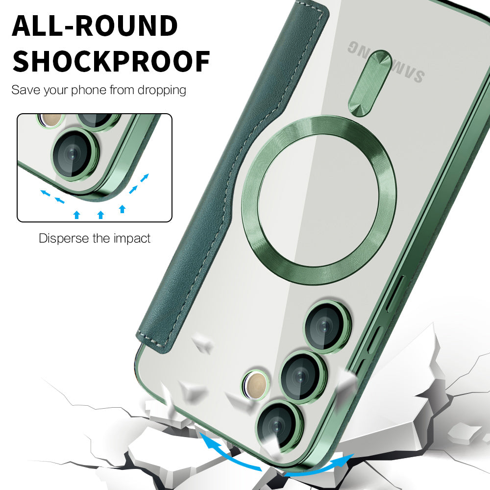 Coque MagSafe pour Samsung Galaxy S23+ S916, Techsuit, SmartMag Book, Vert
