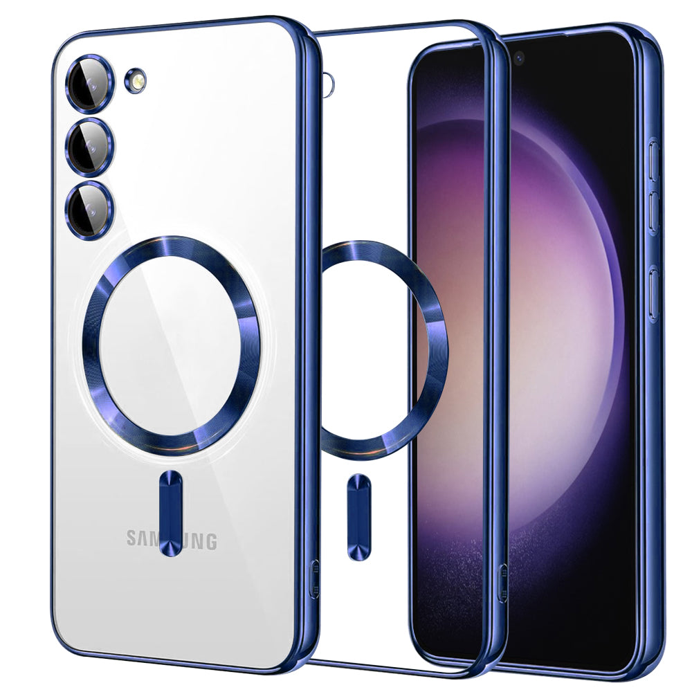 Coque MagSafe pour Samsung Galaxy S23 S911, Techsuit, Luxury Crystal, Bleu Foncé