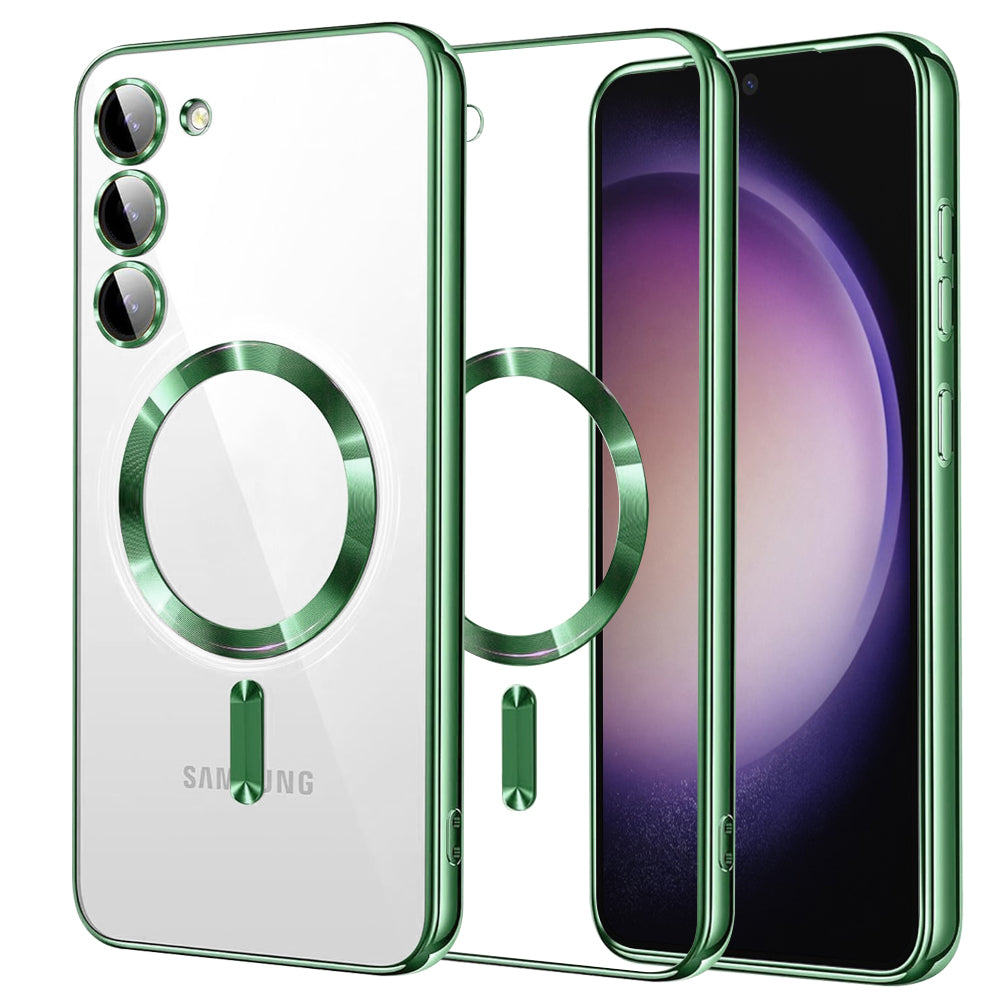Custodia MagSafe per Samsung Galaxy S23 S911, Techsuit, Luxury Crystal, Verde Chiaro