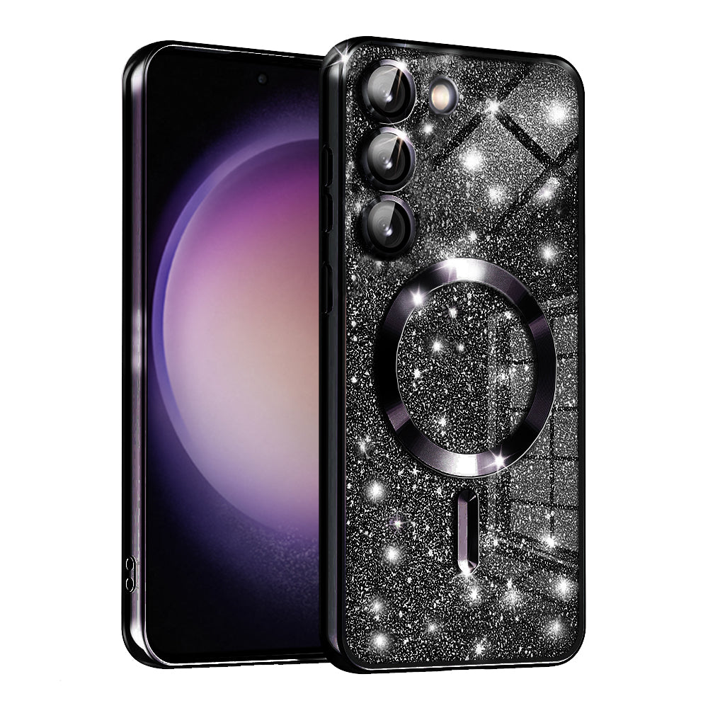 Custodia MagSafe per Samsung Galaxy S23 S911, Techsuit, Luxury Glitter, Nera