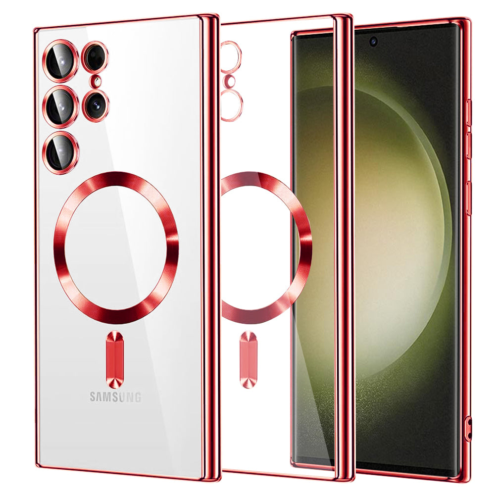 Custodia MagSafe per Samsung Galaxy S23 Ultra S918, Techsuit, Luxury Crystal, Rossa